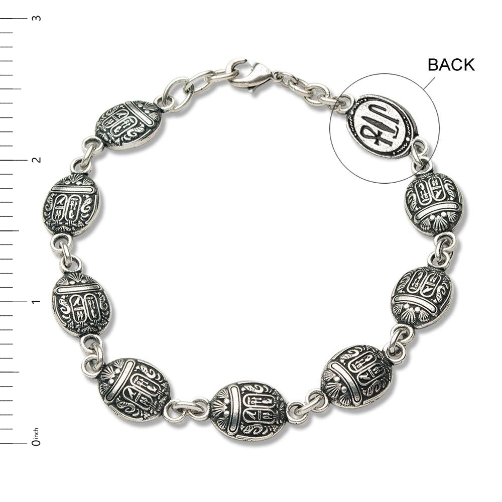 Scarab Link Bracelet Antique Silver Finish