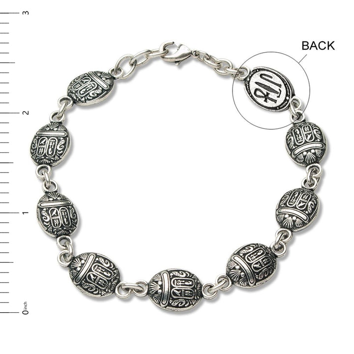 Scarab Link Bracelet Antique Silver Finish