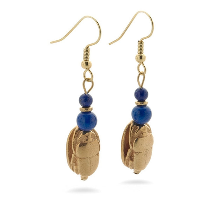 Scarab and Lapis Earrings