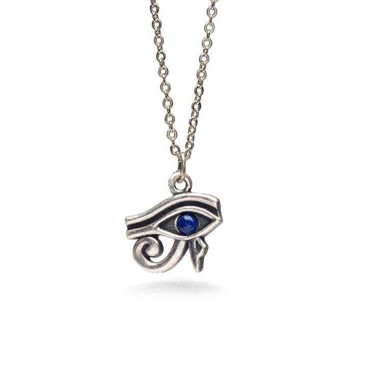 Eye of Horus Pendant w/ Lapis, Antique Silver Finish