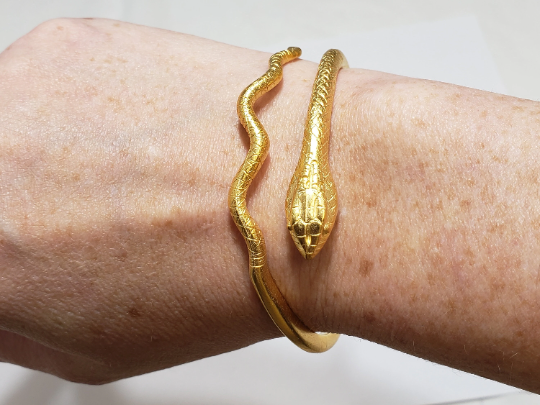 Egyptian Snake Bracelet/Cuff, Adjustable Night Gold Finish